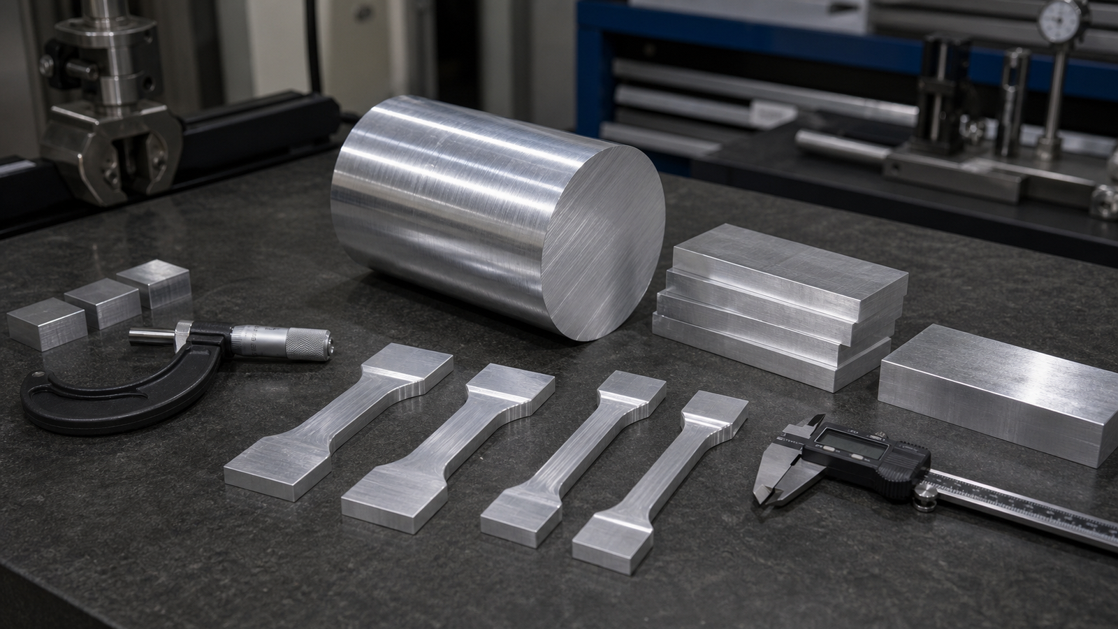 7075 aluminum test coupons and inspection tools for material strength review