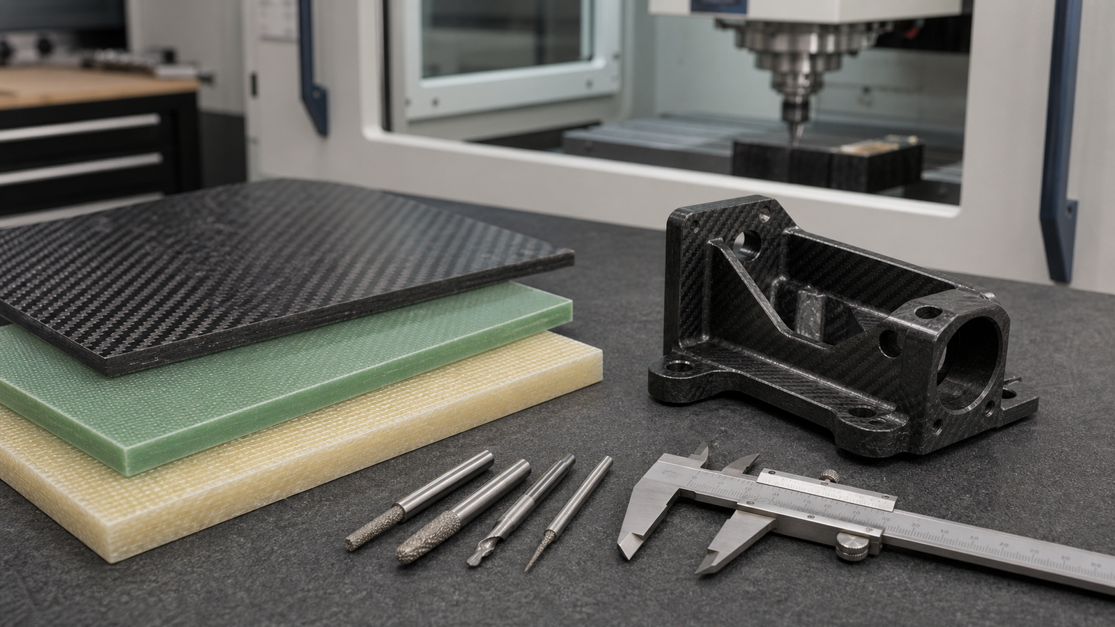 Carbon fiber G10 and fiberglass CNC machining materials with diamond tooling