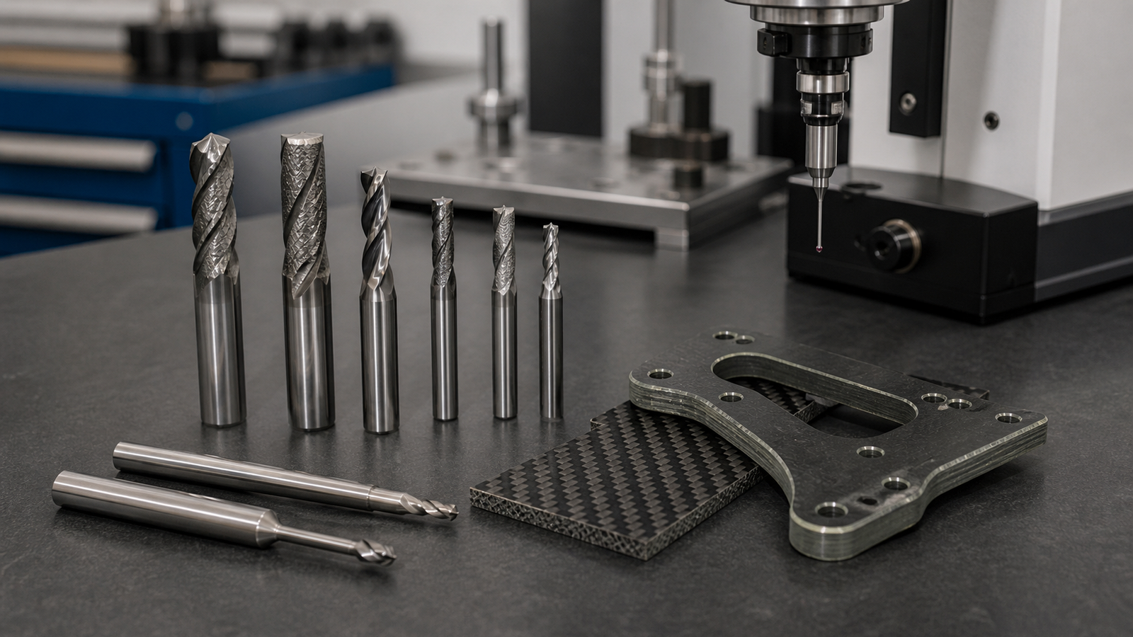 Diamond coated and PCD tooling for machining carbon fiber and G10