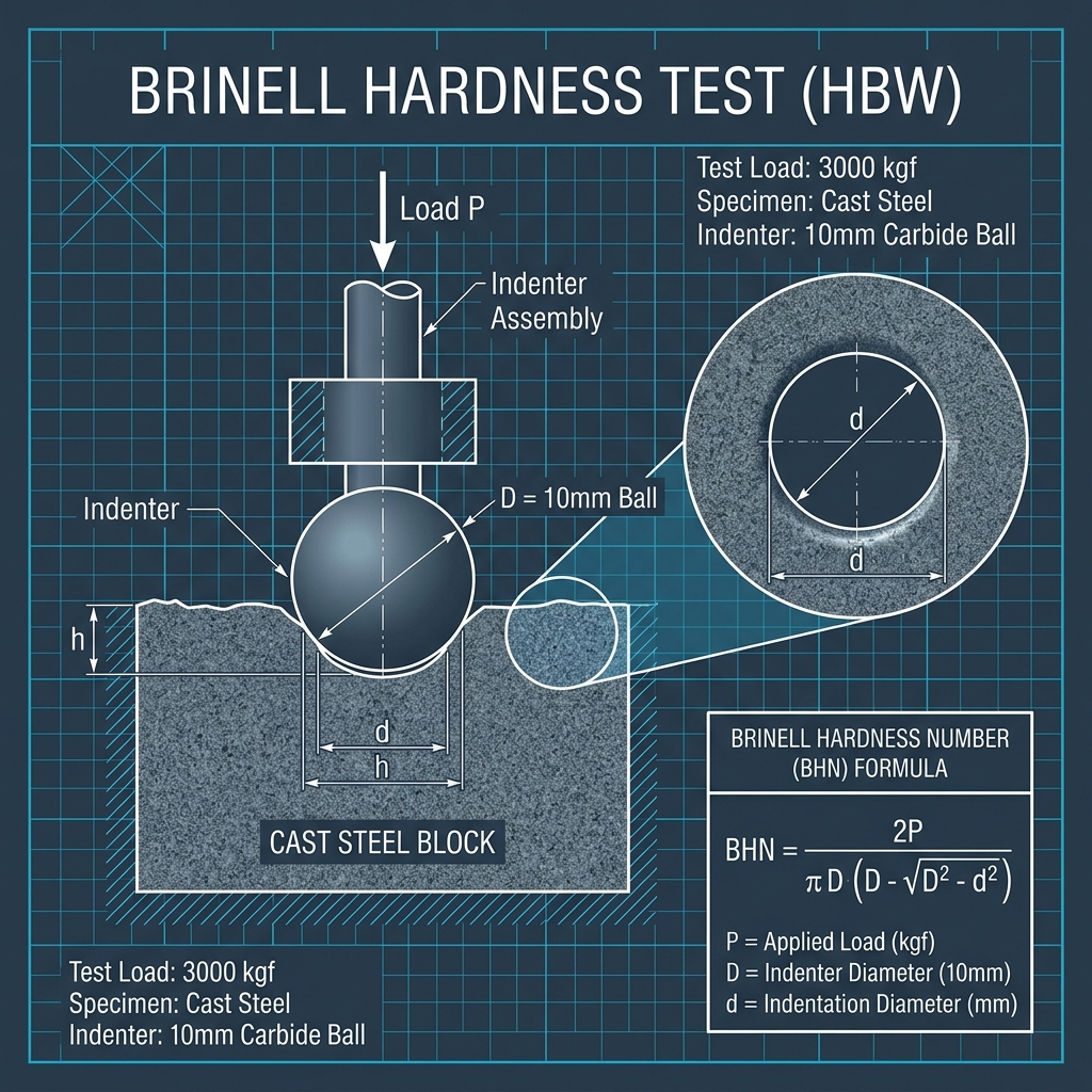 CNC Materials Hardness Guide: Brinell Hardness Testing blueprint schematic