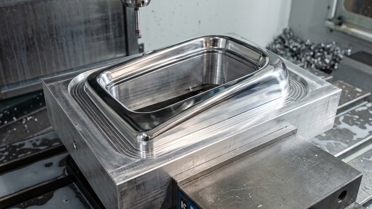 Finished aluminum part protected by smooth soft jaws