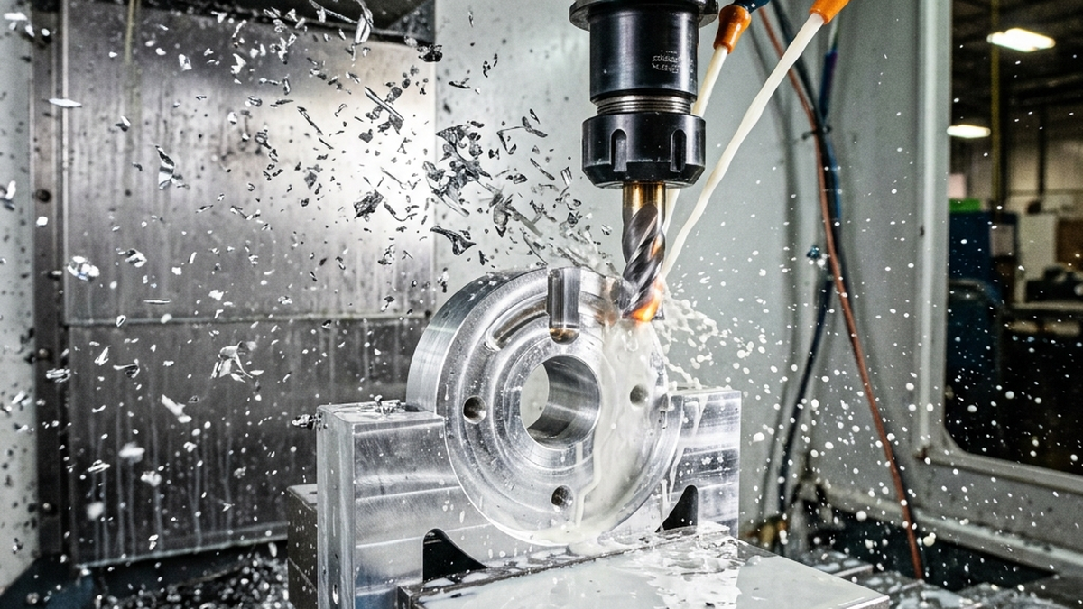 Round aluminum part held in custom machined soft jaws