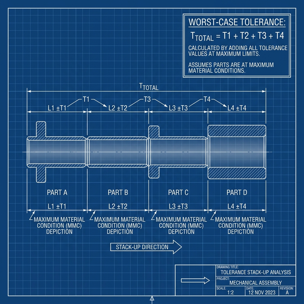 Tolerance Stack-Up Explained: Worst-Case Method tolerance analysis blueprint