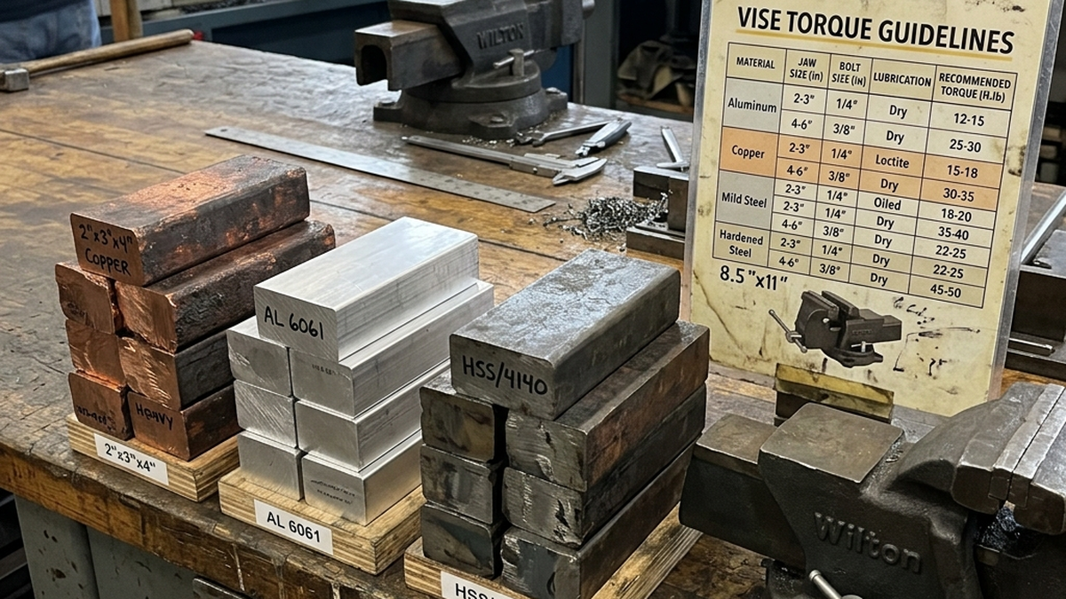 Vise Torque Best Practices for CNC Machining: Recommended Torque Values by Material technical illustration