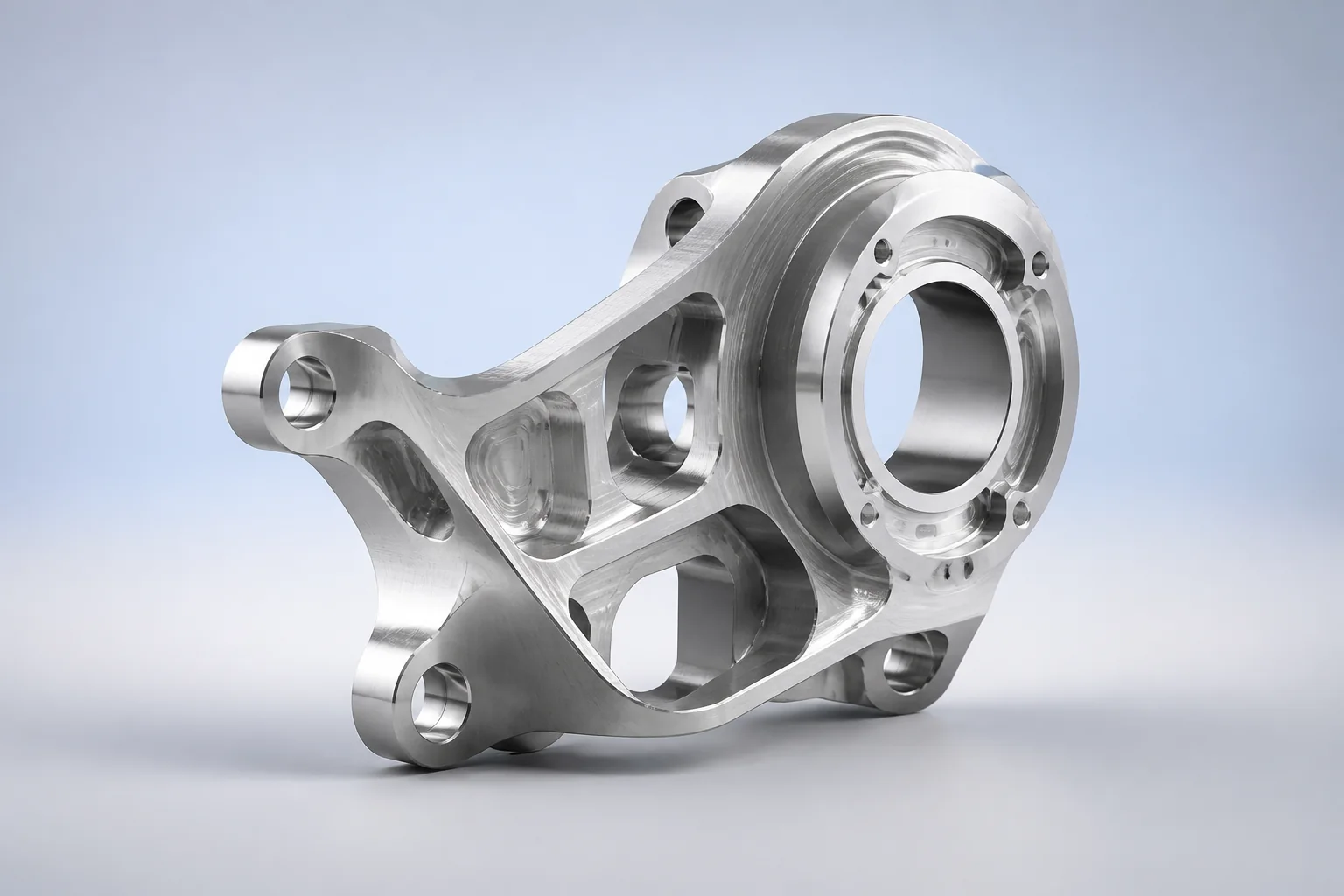 Complex multi-axis CNC milled aluminum aerospace bracket